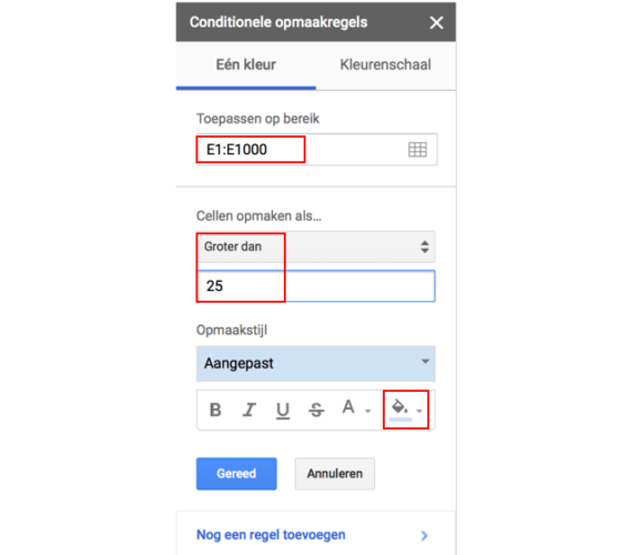 Conditionele opmaak search console analyse Conditionele opmaak search console analyse